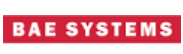 Logo for BAE Systems. The company name is written in white capitals on a red background.