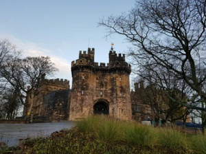 The front entrance to Lancaster Castle