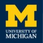 Logo of the University of Michigan. A large yellow M on a dark blue background.